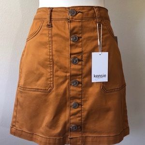 Kensie Jeans Tan Denim Button Skirt Size 2 26W